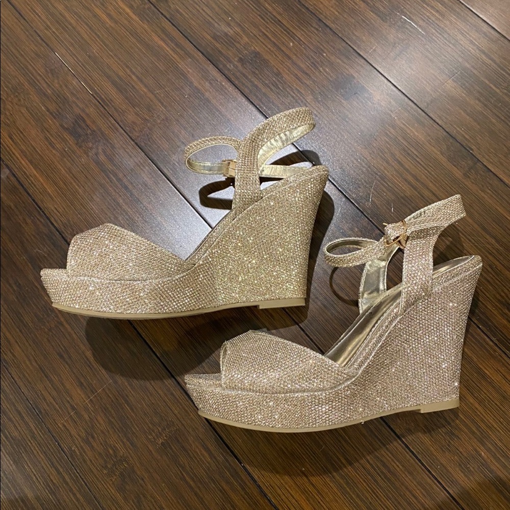 Champagne/Gold Wedge Heel